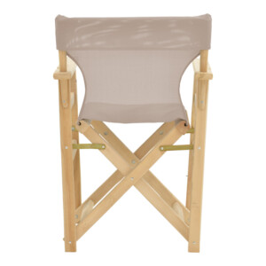 Καρέκλα-πολυθρόνα σκηνοθέτη Kompa pakoworld μασίφ σε απόχρωση άβαφου ξύλου-πανί Nexus γκρι-μπεζ-200-001096