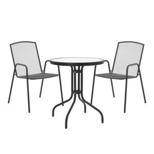 Τραπεζαρία Watson-Pomedon pakoworld σετ 3τεμ μέταλλο σε μαύρη απόχρωση-200-001132