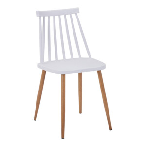 Τραπεζαρία Elijah-Aurora I pakoworld σετ 3τεμ pp σε λευκή απόχρωση με φυσικό πόδι Φ60x74εκ-200-001147