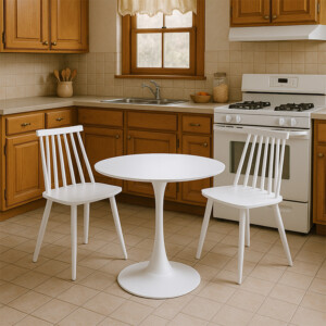 Τραπεζαρία Elijah-Aurora I pakoworld σετ 3τεμ pp σε λευκή απόχρωση Φ60x74εκ-200-001148