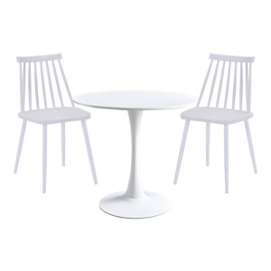 Τραπεζαρία Elijah-Aurora I pakoworld σετ 3τεμ pp σε λευκή απόχρωση Φ60x74εκ-200-001148