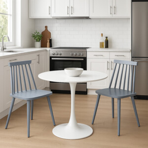 Τραπεζαρία Elijah-Aurora I pakoworld σετ 3τεμ pp σε λευκή-γκρι απόχρωση Φ60x74εκ-200-001151