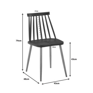 Τραπεζαρία Cuba-Aurora I pakoworld σετ 3τεμ σε sonoma-μαύρη απόχρωση 70x70x75εκ-200-001177