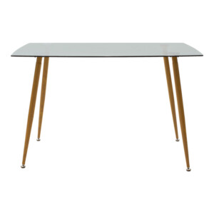 Τραπεζαρία Chloe -Gaston pakoworld σετ 5τεμ γυάλινο 8χιλ ανθρακί - πόδι φυσικό 120x70x75εκ-200-001193