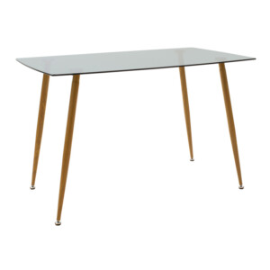 Τραπεζαρία Chloe-Julita pakoworld σετ 5τεμ γυάλινο 8χιλ ανθρακί - πόδι φυσικό 120x70x75εκ-200-001202