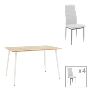 Τραπεζαρία Cuba-Parker pakoworld σετ 5τεμ sonoma-λευκό 120x80x75εκ-200-001209