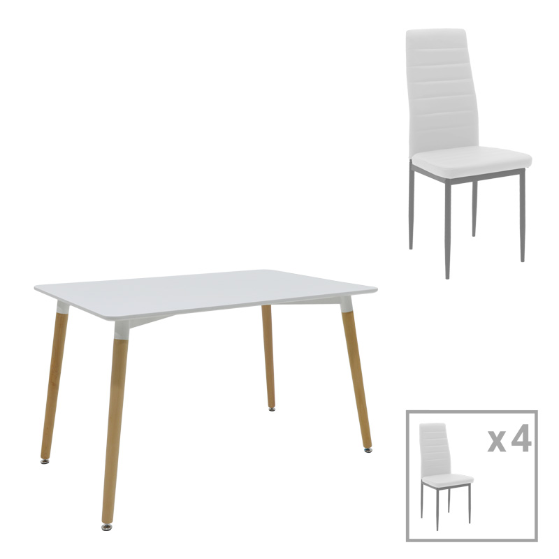 Τραπεζαρία Natali-Parker pakoworld σετ 5τεμ MDF λευκό-πόδια φυσικό 120x80x76εκ-200-001210 Τραπεζαρία Natali-Parker pakoworld σετ 5τεμ MDF λευκό-πόδια φυσικό 120x80x76εκ-200-001210