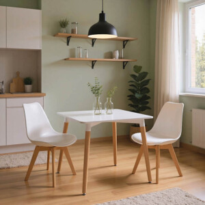 Τραπεζαρία Natali-Gaston pakoworld σετ 3τεμ σε λευκή απόχρωση 80x80x76εκ-200-001241