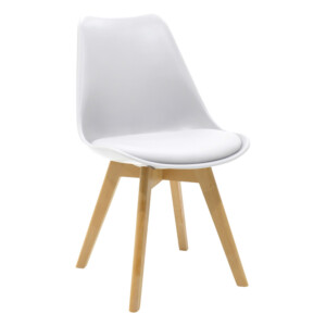 Τραπεζαρία Julita-Gaston σετ 5τεμ pakoworld MDF και ξύλο οξιάς σε λευκή-φυσική απόχρωση Φ80x73εκ-200-001242