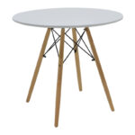 Τραπεζαρία Julita-Gaston σετ 5τεμ pakoworld MDF και ξύλο οξιάς σε λευκή-φυσική απόχρωση Φ80x73εκ-200-001242