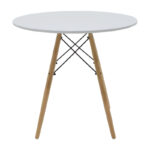 Τραπεζαρία Julita-Gaston σετ 5τεμ pakoworld MDF και ξύλο οξιάς σε λευκή-φυσική απόχρωση Φ80x73εκ-200-001242