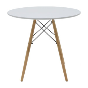 Τραπεζαρία Julita-Gaston σετ 5τεμ pakoworld MDF και ξύλο οξιάς σε λευκή-φυσική απόχρωση Φ80x73εκ-200-001242