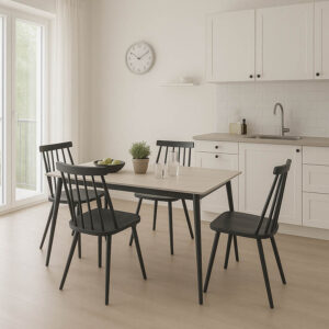 Τραπεζαρία Aurora I-Gustas pakoworld σετ 5τεμ λευκό μαρμάρου-μαύρο 120x80x76εκ-200-001260