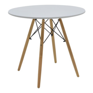 Τραπεζαρία Julita-Noor pakoworld σετ 5τεμ MDF λευκό-μπεζ-φυσικό Φ80x73εκ-200-001271