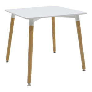 Τραπεζαρία Natali-Noor pakoworld σετ 3τεμ  MDF λευκό-μπεζ ύφασμα 80x80x76εκ-200-001295