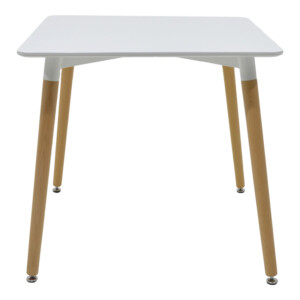 Τραπεζαρία Natali-Noor pakoworld σετ 3τεμ  MDF λευκό-μπεζ ύφασμα 80x80x76εκ-200-001295