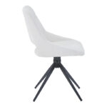 Τραπεζαρία Gustas-Luciano I pakoworld σετ 5τεμ λευκό μαρμάρου-κρεμ υφασμα 120x80x76εκ-200-001305