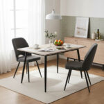 Τραπεζαρία Gustas-Renish pakoworld σετ 5τμχ λευκό μαρμάρου-μπουκλέ γκρι 120x80x76εκ-200-001313