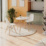 Τραπεζαρία με Καρέκλες Julita λευκό και Τραπέζι Julita λευκό Φ80x73εκ  Σετ 3τεμ-200-001521