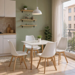 Τραπεζαρία με Καρέκλες Gaston λευκό και Τραπέζι Natali λευκό 80x80x76εκ Σετ 5τεμ-200-001522