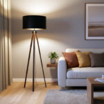 Φωτιστικό δαπέδου PWL-1059 pakoworld Ε27 καρυδί-μαύρο Φ38x140εκ-202-000002