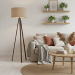 Φωτιστικό δαπέδου PWL-1059 pakoworld Ε27 μπεζ-καρυδί Φ38x140εκ-202-000005