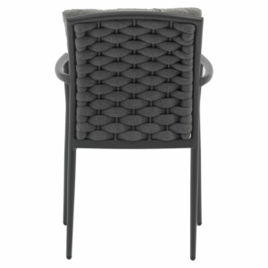 Πολυθρόνα Moritz pakoworld αλουμίνιο ανθρακί σχοινί-μαξιλάρι γκρι-216-000009