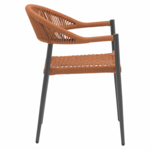 Πολυθρόνα Freiburg pakoworld αλουμίνιο μαύρο-σχοινί φυσικό-κεραμιδί-216-000013