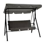 Κούνια Globo pakoworld μαύρο μέταλλο με ύφαμσα σε ανθρακί απόχρωση 170x110x153εκ-219-000006