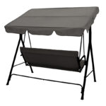 Κούνια Globo pakoworld μαύρο μέταλλο με ύφαμσα σε ανθρακί απόχρωση 170x110x153εκ-219-000006