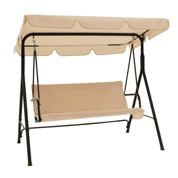 Κούνια Globo pakoworld μαύρο μέταλλο με ύφασμα σε μπεζ απόχρωση 170x110x153εκ-219-000007