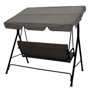 Κούνια κήπου Globo pakoworld μέταλλο μαύρο-ύφασμα γκρι 170x110x153εκ-219-000010