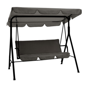 Κούνια κήπου Globo pakoworld μέταλλο μαύρο-ύφασμα γκρι 170x110x153εκ-219-000010