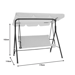 Κούνια κήπου Globo pakoworld μέταλλο μαύρο-ύφασμα γκρι 170x110x153εκ-219-000010