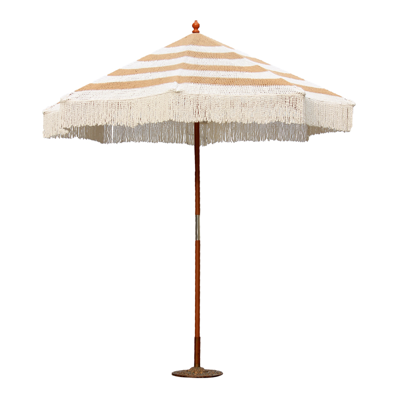 Ομπρέλα κήπου Brilie pakoworld ξύλο-μακραμέ Φ2.70x2.60 m καφέ-λευκό-220-000012 Ομπρέλα κήπου Brilie pakoworld ξύλο-μακραμέ Φ2.70x2.60 m καφέ-λευκό-220-000012