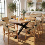 Τραπέζι Bonre pakoworld φυσικό μασίφ ξύλο ακακίας-πόδι μαύρο μέταλλο 175x96x76εκ.-223-000029