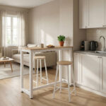 Σετ τραπέζι μπαρ Marle pakoworld 3τμχ φυσικό-λευκό πόδι 120x40x100εκ-225-000014