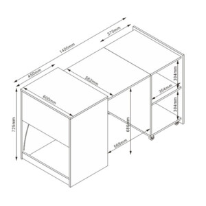 Πολυμορφικό ντουλάπι-γραφείο εργασίας Tivizual pakoworld πτυσσόμενο sonoma μελαμίνης 140x60x72εκ-225-000050