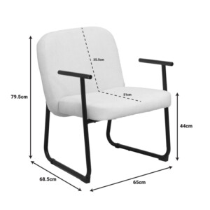 Καρέκλα επισκέπτη Vindor pakoworld ύφασμα σε κρεμ απόχρωση με μαύρο μεταλλικό πόδι 65x68.5x79.5εκ-225-000058