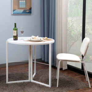 Τραπέζι πτυσσόμενο Talen pakoworld σε λευκή απόχρωση Φ80x74εκ-225-000059