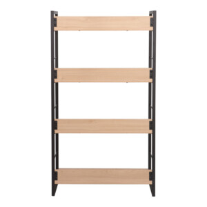 Βιβλιοθήκη Dorfie pakoworld σε φυσική απόχρωση με μαύρο μέταλλο 70x30x124.5εκ-225-000063