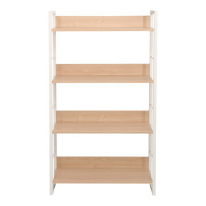 Βιβλιοθήκη Dorfie pakoworld σε φυσική απόχρωση με λευκό μέταλλο 70x30x124.5εκ-225-000064