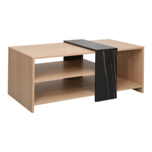 Τραπέζι σαλονιού Cozeto pakoworld σε φυσική απόχρωση με όψη μαρμάρου 100x53x41.5εκ-225-000066