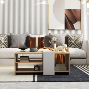 Τραπέζι σαλονιού Cozeto pakoworld σε φυσική-λευκή απόχρωση 100x53x41.5εκ-225-000067