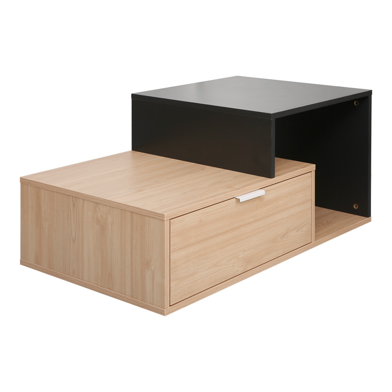 Τραπέζι σαλονιού Vople pakoworld σε φυσική με ανθρακί απόχρωση 90x50x40εκ-225-000071