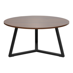 Τραπέζι σαλονιού Berton pakoworld σε καρυδί απόχρωση με μαύρο μέταλλο Φ80x40εκ-225-000074