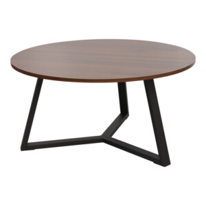 Τραπέζι σαλονιού Berton pakoworld σε καρυδί απόχρωση με μαύρο μέταλλο Φ80x40εκ-225-000074