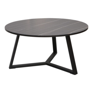 Τραπέζι σαλονιού Berton pakoworld σε όψη μαρμάρου με μαύρο μέταλλο Φ80x40εκ-225-000075