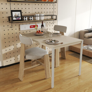 Τραπέζι Faragio pakoworld μέταλλο σε μπεζ απόχρωση με γκρι μεταλλικά πόδια 120x75x75εκ-225-000083