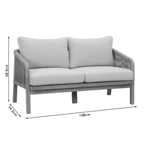 Σαλόνι κήπου Malibu pakoworld μασίφ ξύλο ακακίας-ύφασμα μπεζ-228-000014